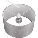 Bogen-Stehlampe aus weißem Metall mit grauem Stoffschirm Drask Sales