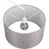 Bogen-Stehlampe aus weißem Metall mit grauem Stoffschirm Drask Sales