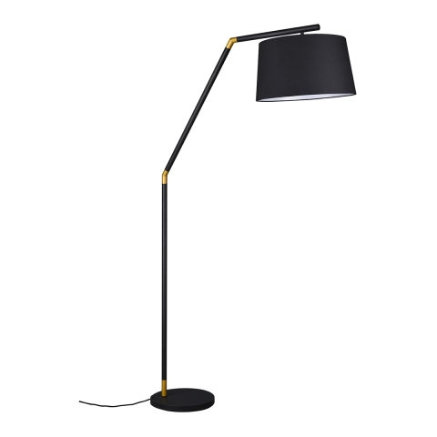 Moderne Stehlampe in Schwarz und Gold mit Stoffschirm Kepas Aktion