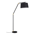 Moderne Stehlampe in Schwarz und Gold mit Stoffschirm Kepas Aktion