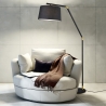 Moderne Stehlampe in Schwarz und Gold mit Stoffschirm Kepas Verkauf