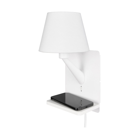 Wandleuchte mit USB-Wireless-Ladestation und Stoffschirm Myrik Aktion