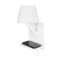 Wandleuchte mit USB-Wireless-Ladestation und Stoffschirm Myrik Aktion