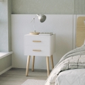 Nachttisch aus Holz im nordischen Stil für das Schlafzimmer schwarz weiß Corallo Angebot
