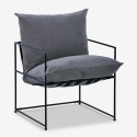 Modernes Design Sessel in minimalistischen Stil Stoff Metall schwarz Alaska Maße