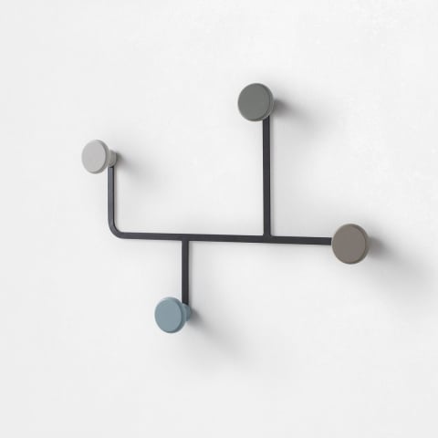 Moderner Wandgarderobe aus Metall mit 4 Haken Hook Aktion
