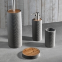 Badezubehör-Set aus grauem, weißem Harz und Bambus Gaeta Verkauf