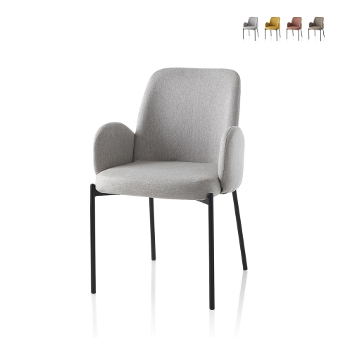 2 x Küchenstühle modern gepolstert aus Stoff mit Armlehnen Antea Aktion
