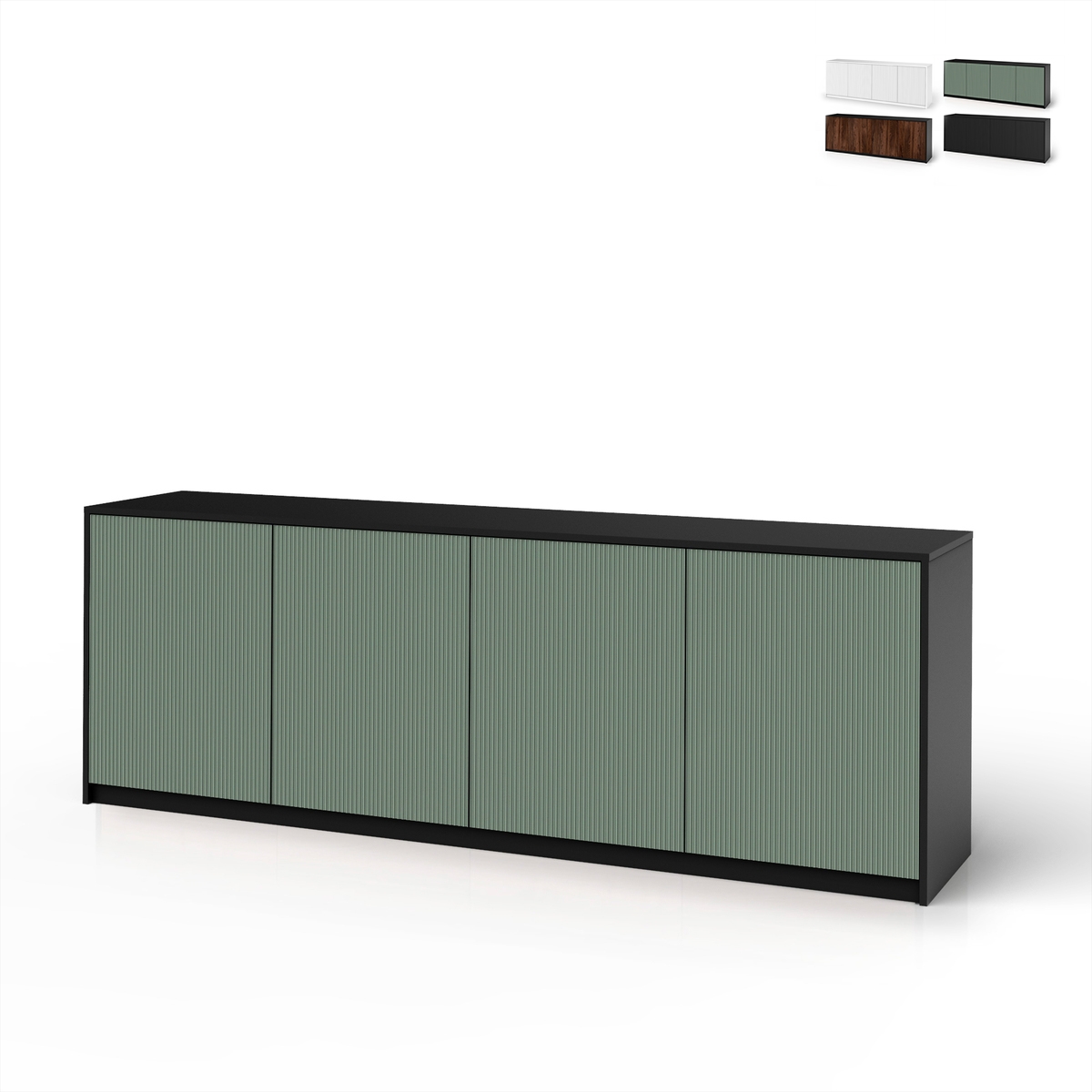 Küchenschrank Buffet 4-türig geriffelt 238x50x83cm Budapest BF