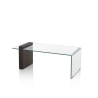 Couchtisch aus gebogenem Glas und Holz 110x55x42cm Feng S Angebot
