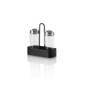 Set Salz und schwarzer Pfeffer mit Glasbehältern und Metallhalterung Aktion