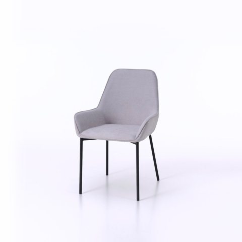 Set 4 moderne Küchenstühle aus grauem Stoff mit Armlehnen Nisida Aktion