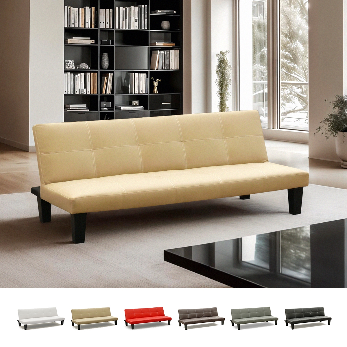 Günstiges Topazio 3-Sitzer Kunstleder Schlafsofa Klappsofa 