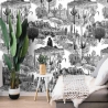 Moderne selbstklebende Tapete in Weiß und Schwarz für Wohnzimmer Cactus Aktion