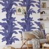 Blumentapete für Schlafzimmer und Wohnzimmer - Florales Design mit Palmen in Weiß und Blau Verkauf