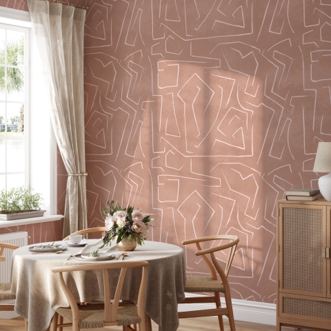 Selbstklebende Tapete geometrisches Design rosa und weiß Graffiti Aktion