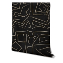 Moderne Künstlerische Tapete mit geometrischem Design in Schwarz-Gold Graffiti Modell