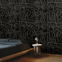 Moderne Künstlerische Tapete mit geometrischem Design in Schwarz-Gold Graffiti Verkauf