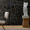 Moderne Künstlerische Tapete mit geometrischem Design in Schwarz-Gold Graffiti Angebot