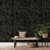 Moderne Künstlerische Tapete mit geometrischem Design in Schwarz-Gold Graffiti Katalog