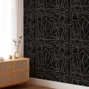 Moderne Künstlerische Tapete mit geometrischem Design in Schwarz-Gold Graffiti Lagerbestand