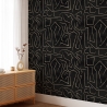 Moderne Künstlerische Tapete mit geometrischem Design in Schwarz-Gold Graffiti Lagerbestand