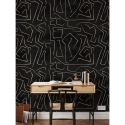 Moderne Künstlerische Tapete mit geometrischem Design in Schwarz-Gold Graffiti Auswahl