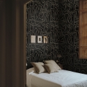 Moderne Künstlerische Tapete mit geometrischem Design in Schwarz-Gold Graffiti Sales