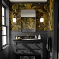 Goldene florale Tapete für Badezimmer und Schlafzimmer Bananenblätter Aktion