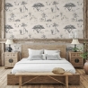Vintage Tapete Safari Dschungeltiere Beige für Kopfteil Bett Aktion