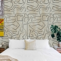 Moderne weiße Tapete mit künstlerischem Design und schwarzen Graffiti-Streifen Verkauf
