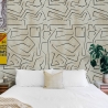 Moderne weiße Tapete mit künstlerischem Design und schwarzen Graffiti-Streifen Verkauf