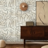 Moderne weiße Tapete mit künstlerischem Design und schwarzen Graffiti-Streifen Sales