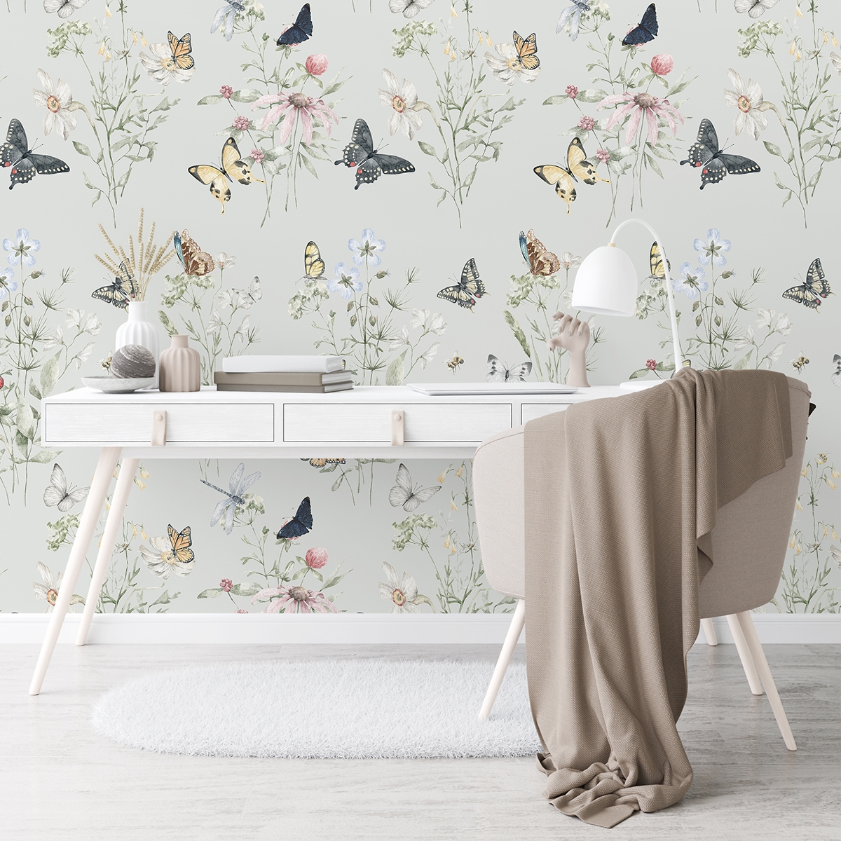 Tapete mit floralen Naturmotiven für Kinderzimmer und Wohnzimmer Schmetterlinge Aktion Tapete mit floralen Naturmotiven für Kinderzimmer und Wohnzimmer Schmetterlinge Aktion