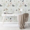 Tapete mit floralen Naturmotiven für Kinderzimmer und Wohnzimmer Schmetterlinge Aktion