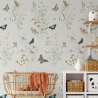 Tapete mit floralen Naturmotiven für Kinderzimmer und Wohnzimmer Schmetterlinge Sales