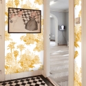 Vintage Florale Tapete Weiß und Gelb Toile de Jouy Verkauf