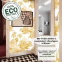 Vintage Florale Tapete Weiß und Gelb Toile de Jouy Katalog