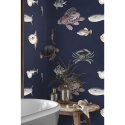 Moderne realistische Tapete mit maritimem Design Blaue Tropische Fische Angebot