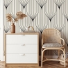 Vintage Art Déco Tapete mit geometrischem Design in Schwarz-Weiß Angebot