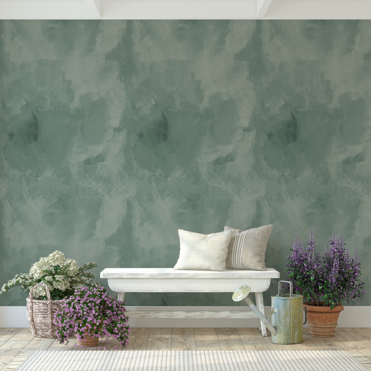 Elegante selbstklebende Tapete für Wohnzimmer Stucco Veneziano Grün Aktion