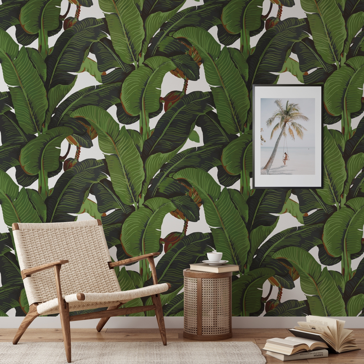 Dschungel Wald Tapete für modernes Wohnzimmer Bananenblätter Aktion