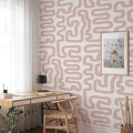 Moderne Tapete mit geometrischem Design in Weiß und Rosa Aktion