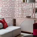Moderne Tapete mit geometrischem Design in Weiß und Rosa Sales