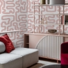 Moderne Tapete mit geometrischem Design in Weiß und Rosa Sales