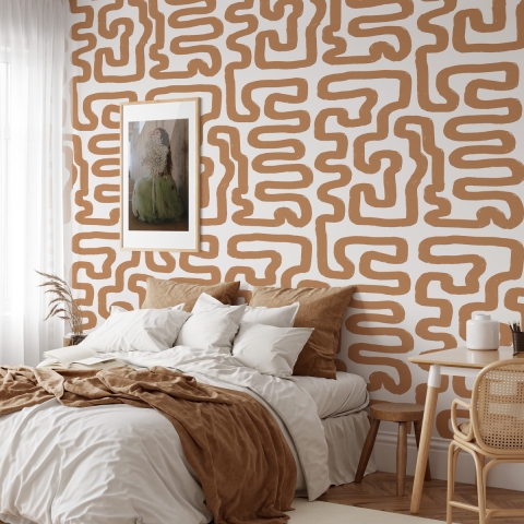 Selbstklebende Tapete geometrisches Design Abstrakt Weiß und Haselnuss Aktion