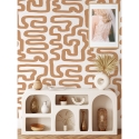 Selbstklebende Tapete geometrisches Design Abstrakt Weiß und Haselnuss Angebot