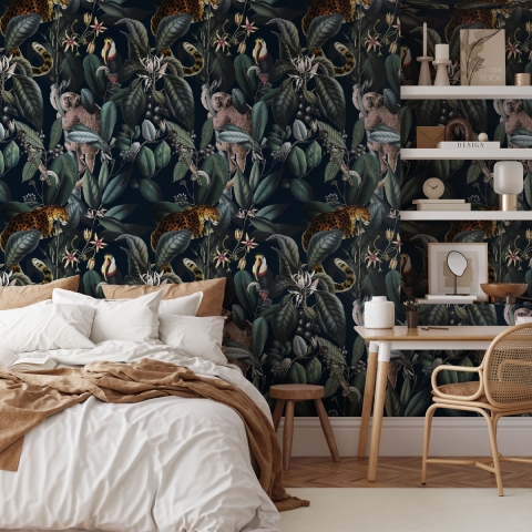 Tapete für Schlafzimmer Blumenmuster Jungle Giungla Botanica Aktion