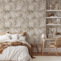 Elegante beige florale Tapete für Schlafzimmer Foglie Edera Aktion