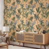 Jungle Tapete Orange mit Blättern und Tieren Jungla Tropicale Verkauf